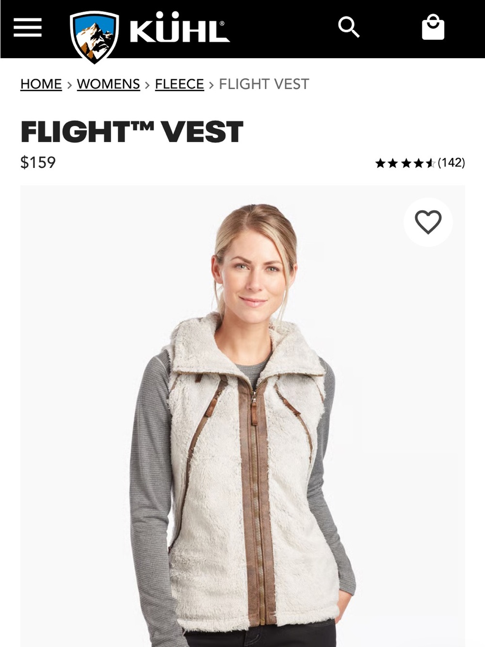 KÜHL Flight™ Vest in Cream with Brown Trim